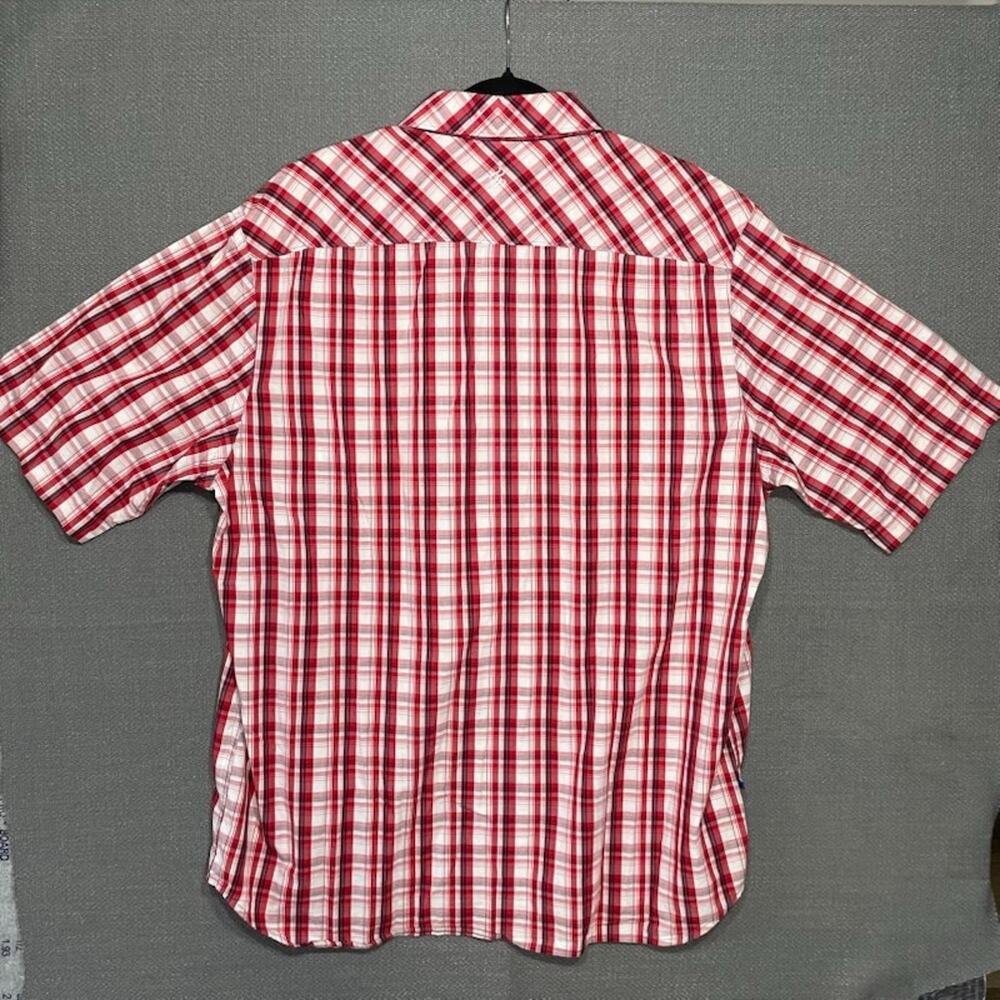 Rocawear Men's Shirt 2XL Red White Plaid Short Sleeve Button Up Checkered Camp - Picture 2 of 14